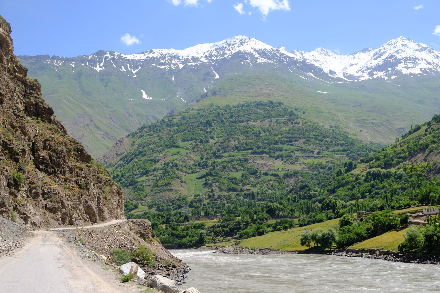 Der Panj Fluss mit Blick auf Afghanistan.