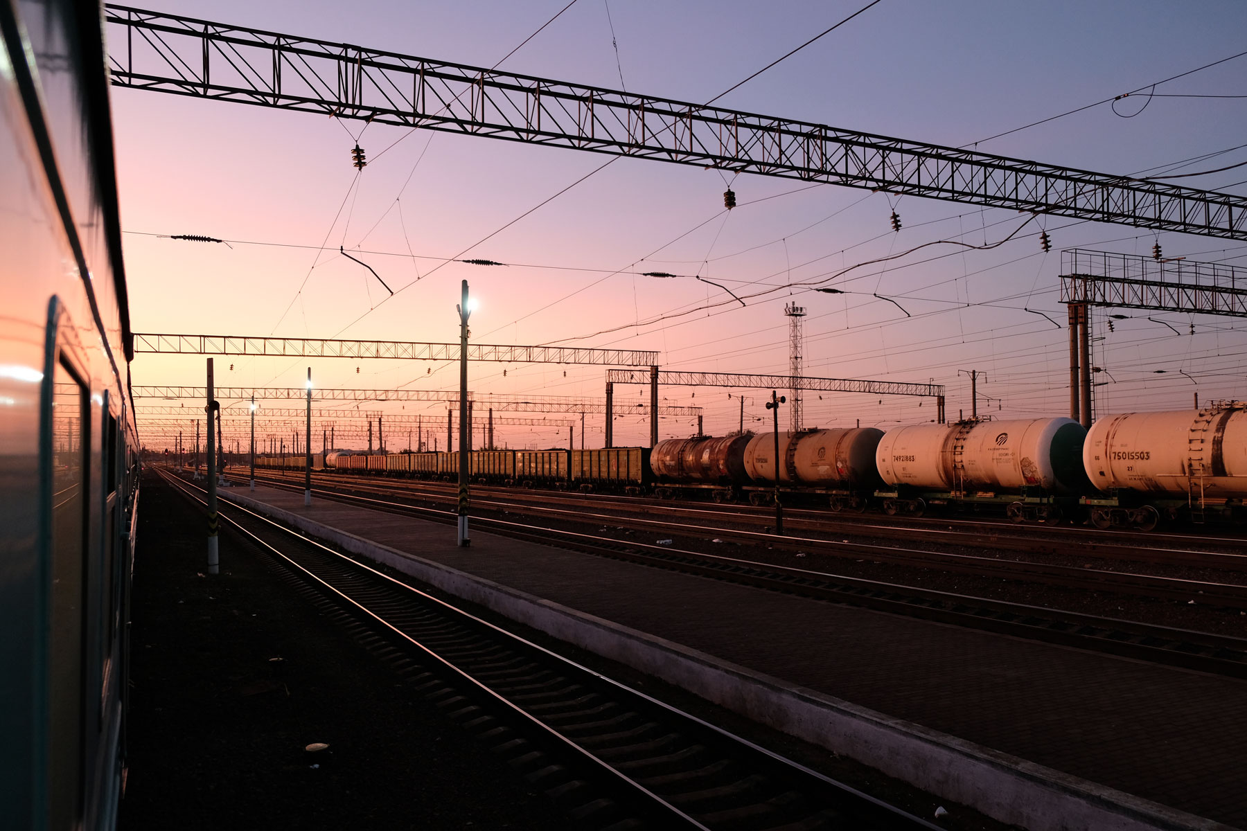 Güterbahnhof in Kasachstan.