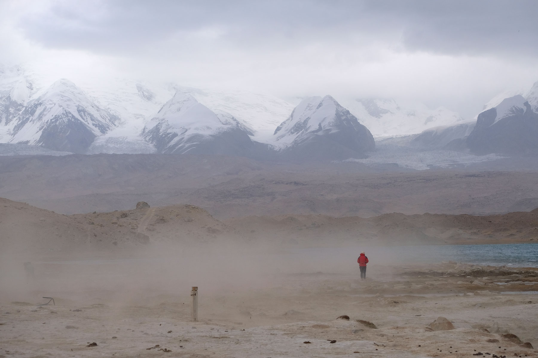 Sandsturm am Karakol-See.