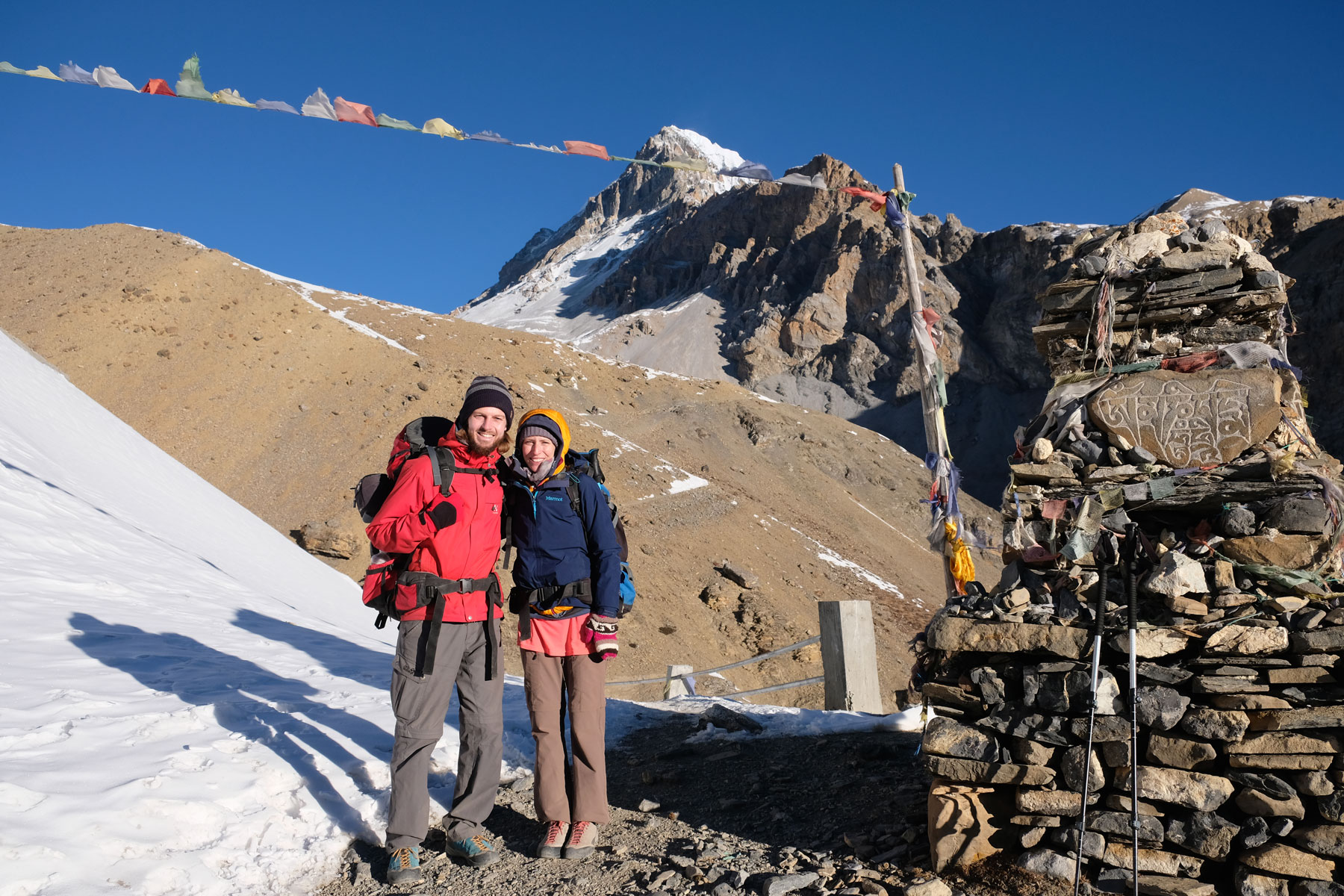 Sebastian und Leo im Annapurnagebirge beim High Camp.