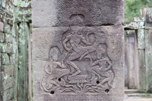 Ein Steinrelief in Bayon, Angkor Wat