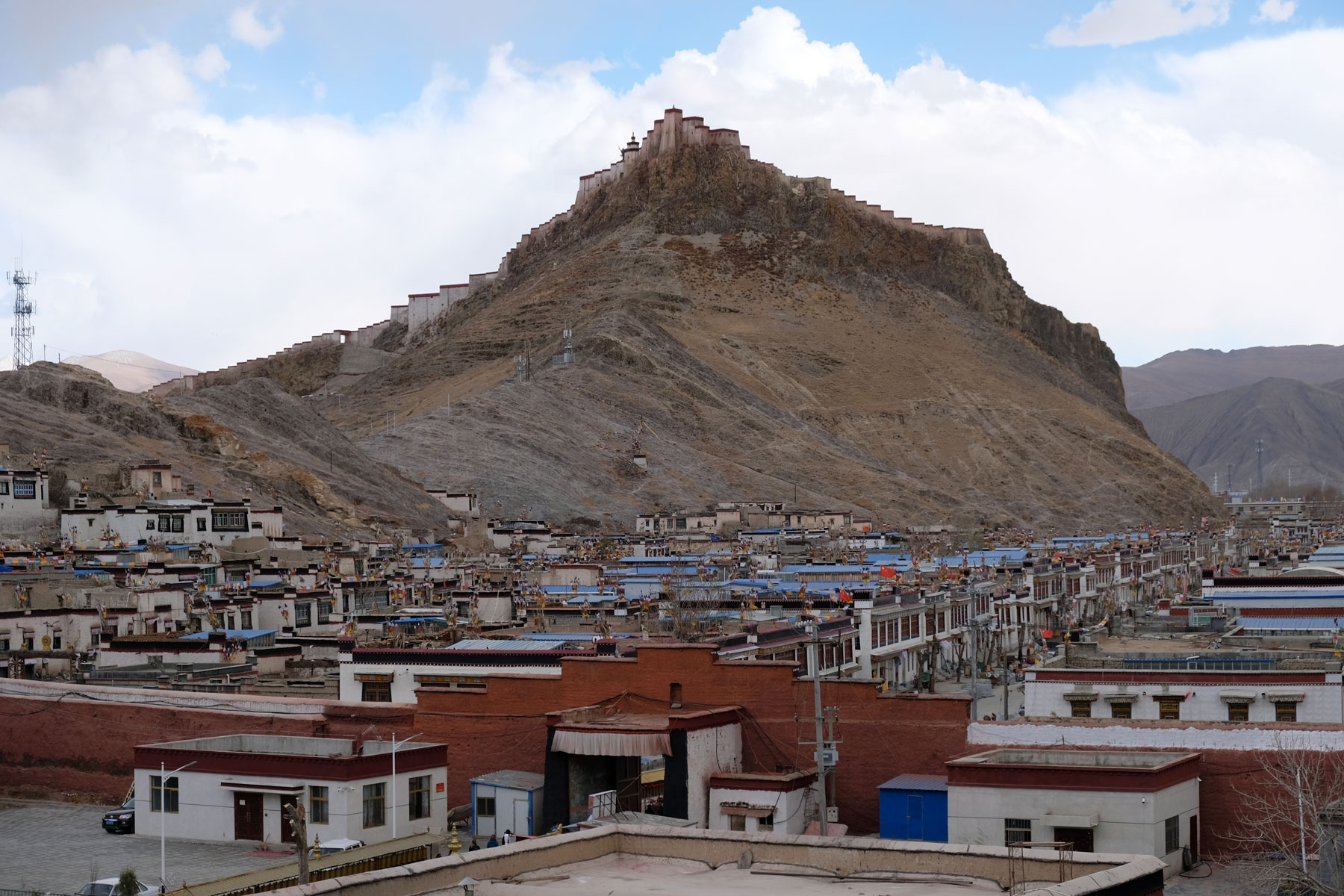 Blick auf die Stadt Gyantse in Tibet.