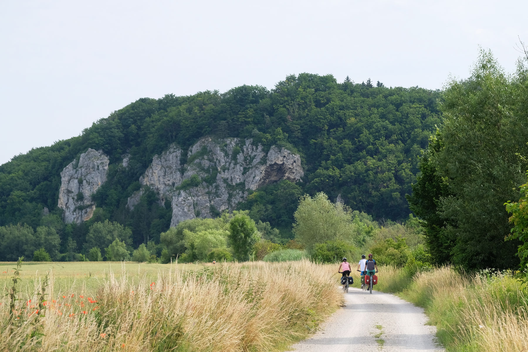 Mit den Fahrrädern auf dem Donauradweg.